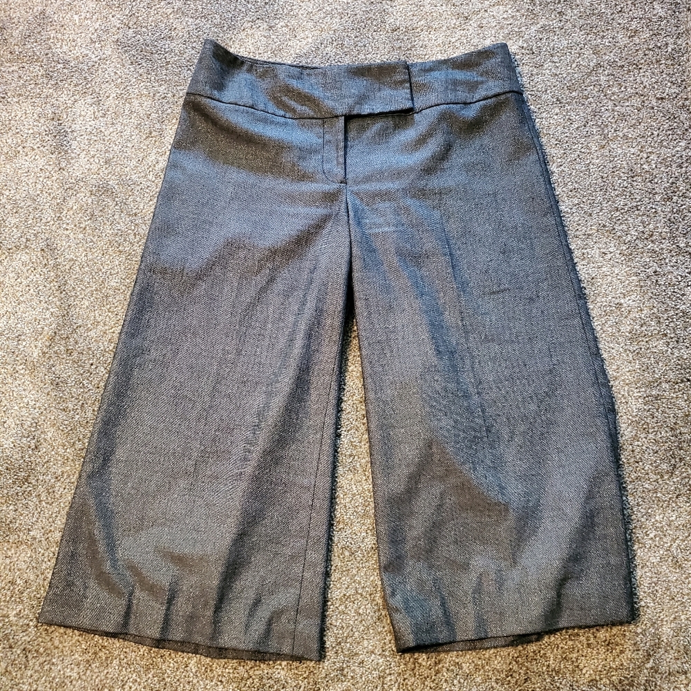 Worthington Stretch Womens Dress Capris Size 12 Metallic Gray Black